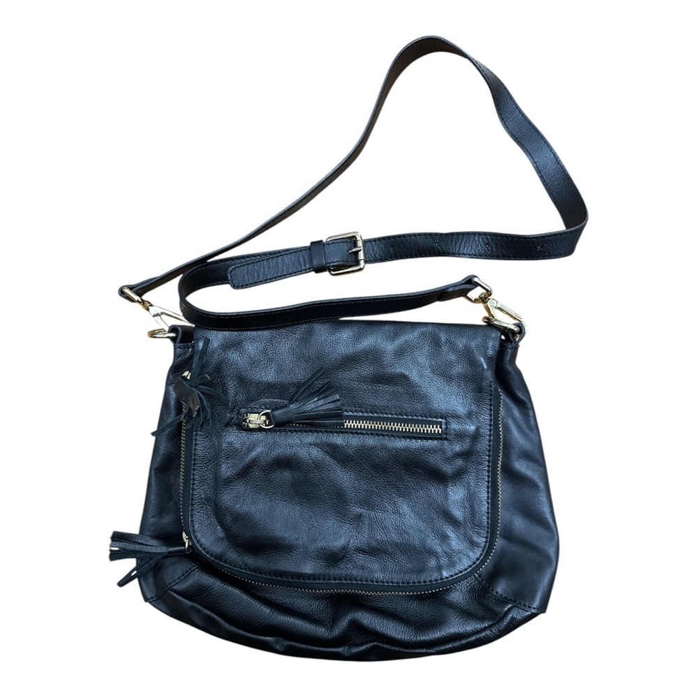 Alberta Di Canio Italian Leather Stash Tassel Flap Cross Body Shoulder Handbag - Picture 2 of 6